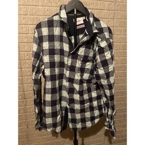 Goodfellow & Co. Blue and Mint Green Gingham Plaid Long Sleeve Button Up Size L